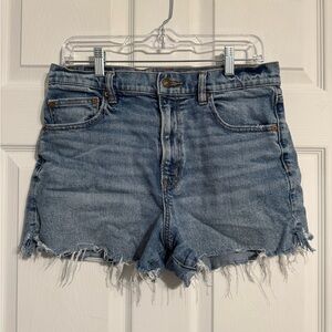 high rise denim shorts